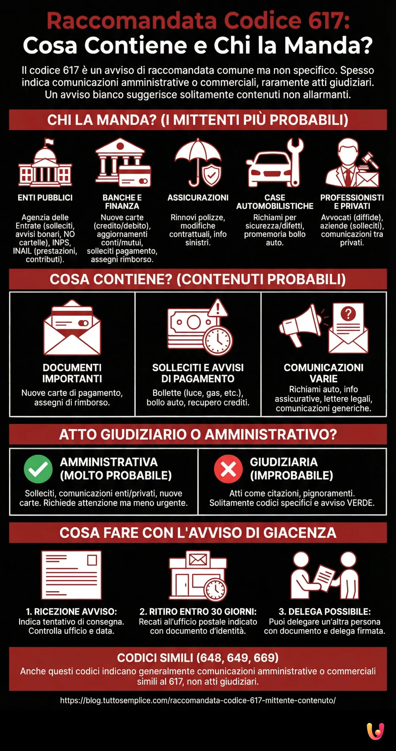 Raccomandata Codice 617: Cosa Contiene e Chi la Manda? - Infografica riassuntiva