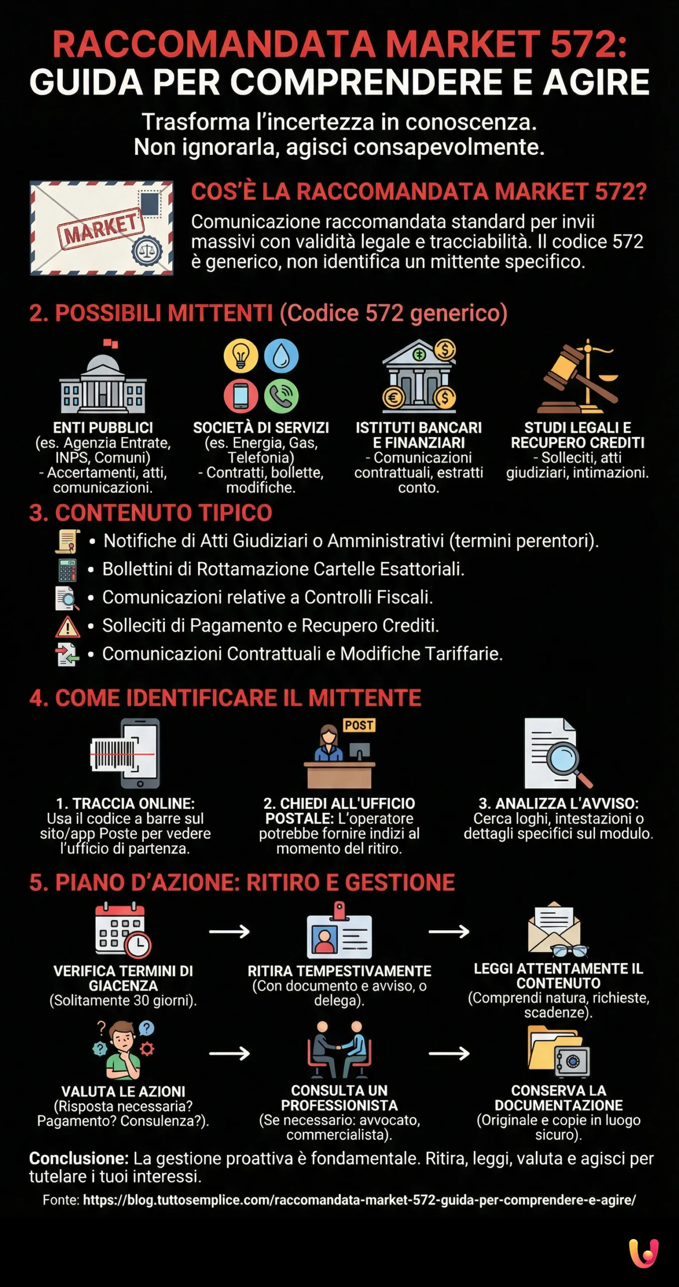 Raccomandata Market 572: Guida per Comprendere e Agire - Infografica riassuntiva