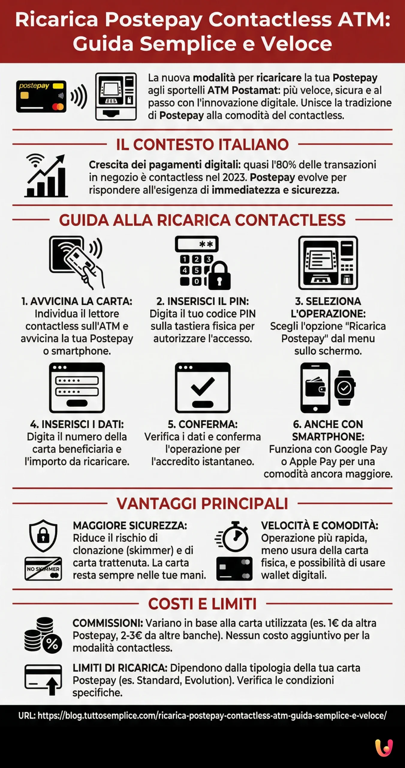 Ricarica Postepay Contactless ATM: Guida Semplice e Veloce - Infografica riassuntiva
