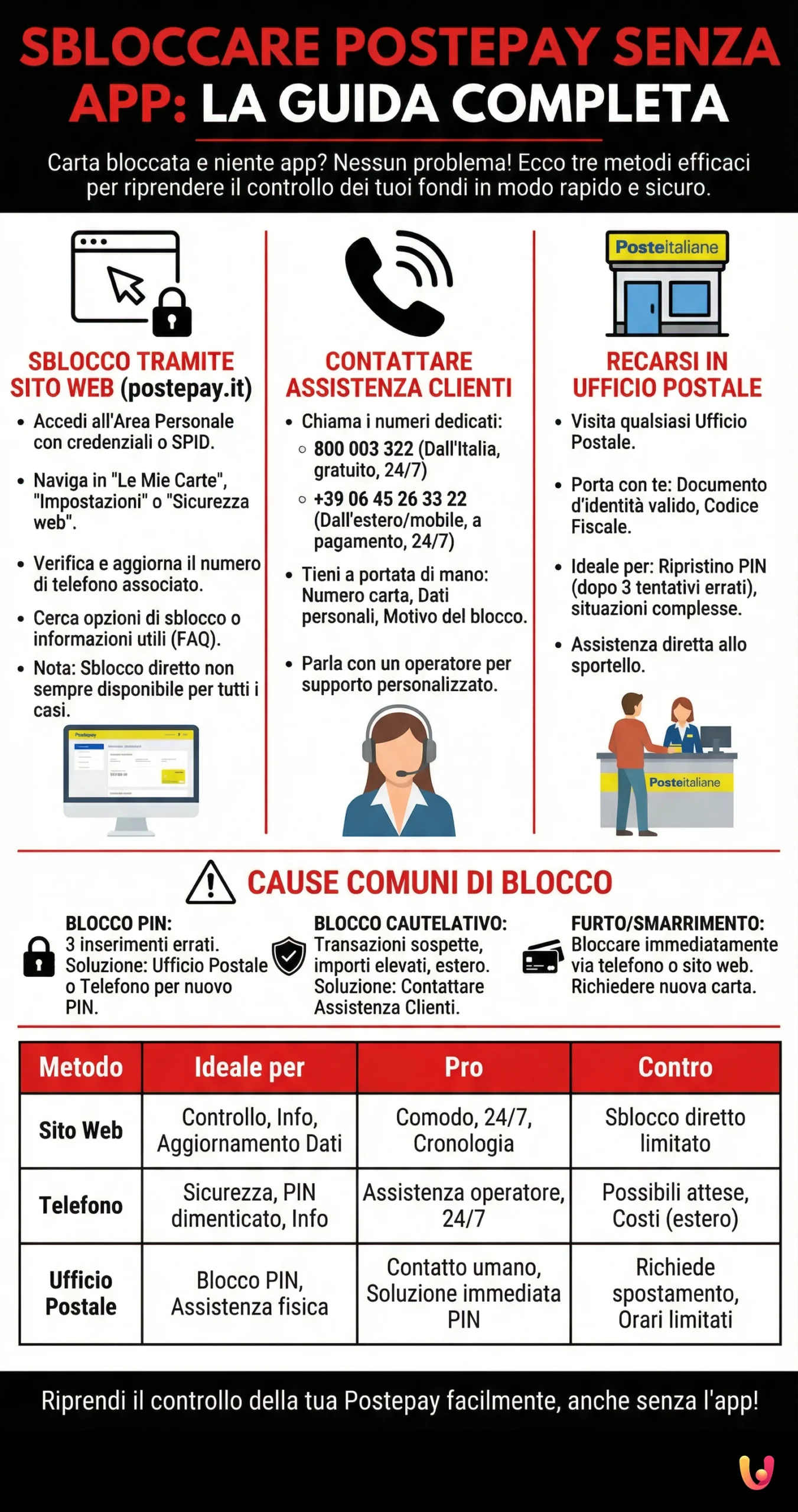 Sbloccare Postepay Senza App: La Guida Completa - Infografica riassuntiva