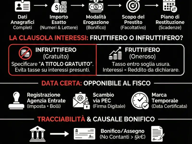 Infografica: Scrittura Privata per Prestito tra Familiari: Guida Completa, Sicura e a Prova di Fisco