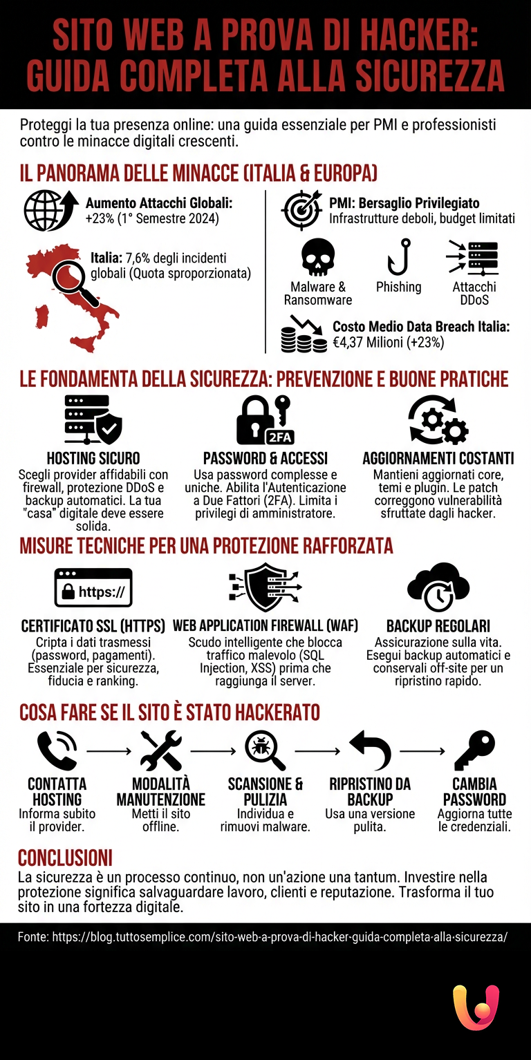 Sito web a prova di hacker: guida completa alla sicurezza - Infografica riassuntiva