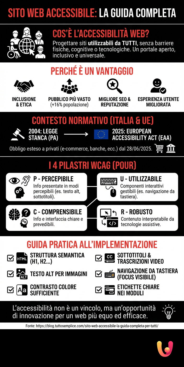 Sito web accessibile: la guida completa per tutti - Infografica riassuntiva