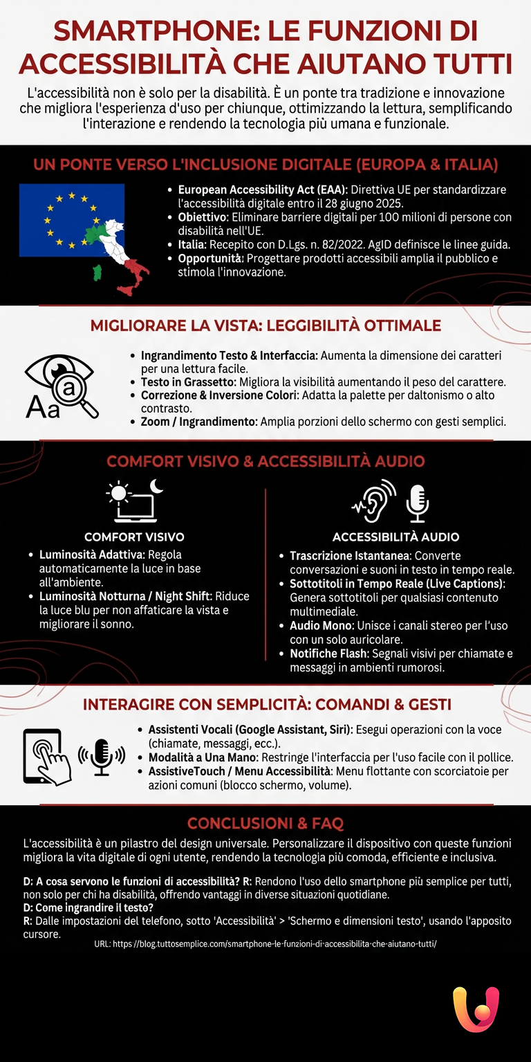 Infografía: Smartphone: las funciones de accesibilidad que ayudan a todos Smartphone: las funciones de accesibilidad que ayudan a todos - Infografía resumen