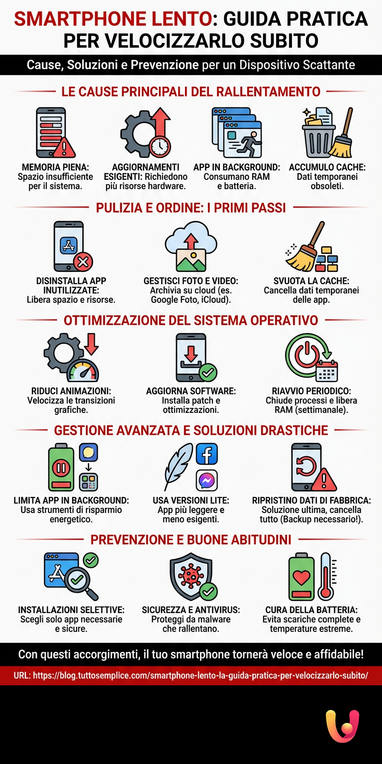 Smartphone lento: o guia pr&aacute;tico para o acelerar de imediato - Infografia de resumo