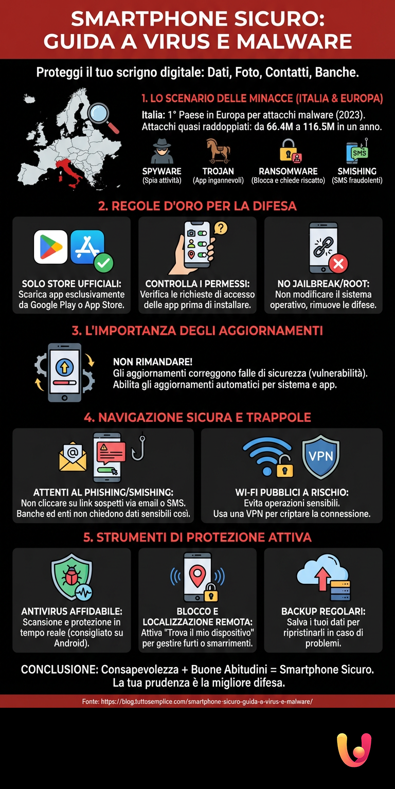 Smartphone Seguro: Guia sobre V&iacute;rus e Malware - Infografia resumida