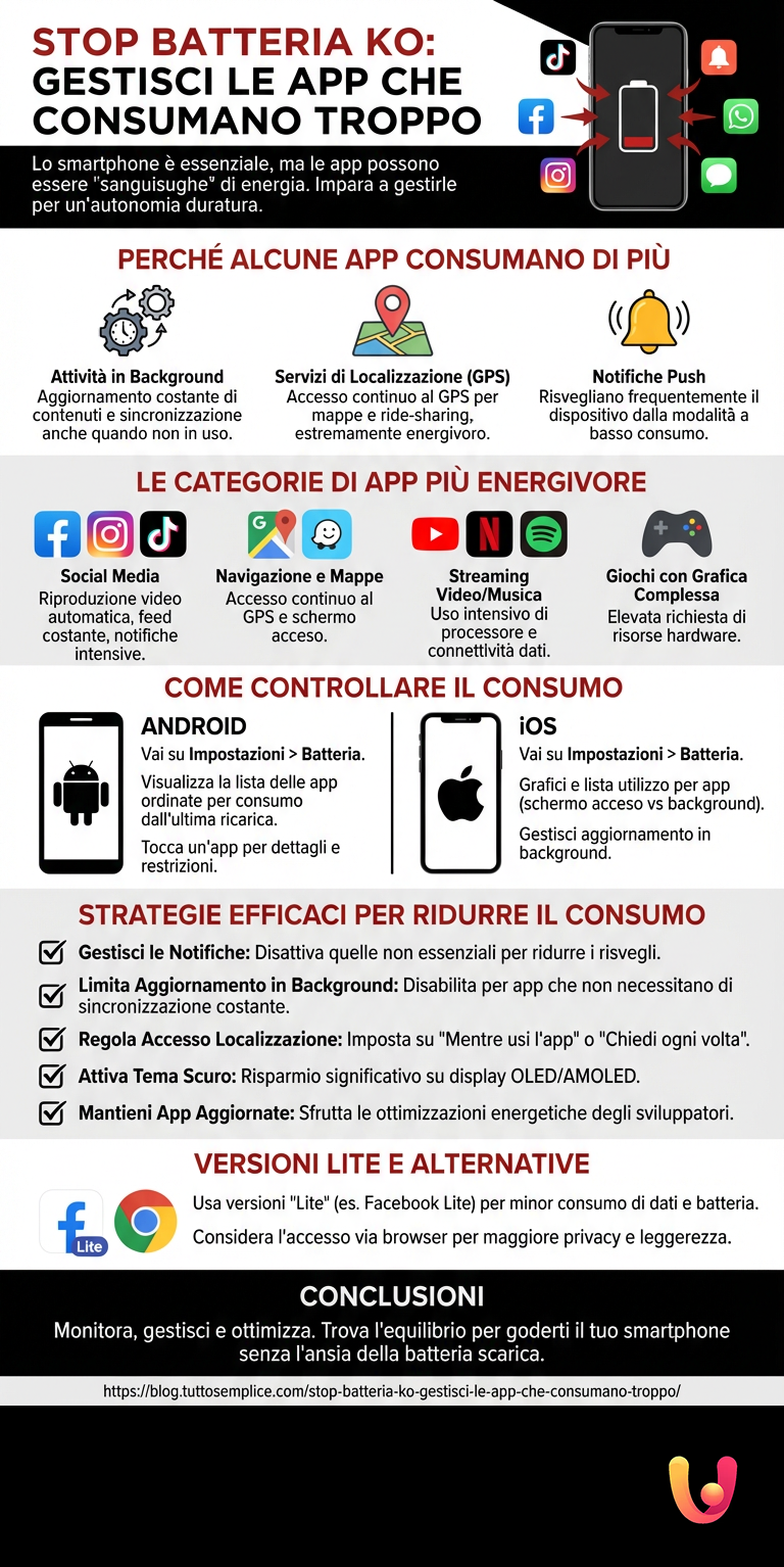 Stop Bateria KO: Fa&ccedil;a a Gest&atilde;o das Apps que Consomem Demasiado - Infografia resumida