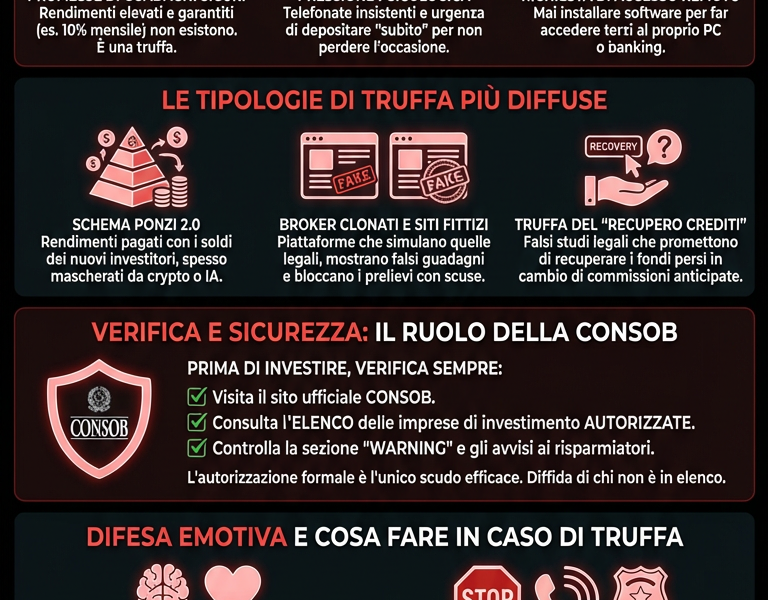 Infografica: Trading Online e Truffe: Guida Pratica per Difendersi