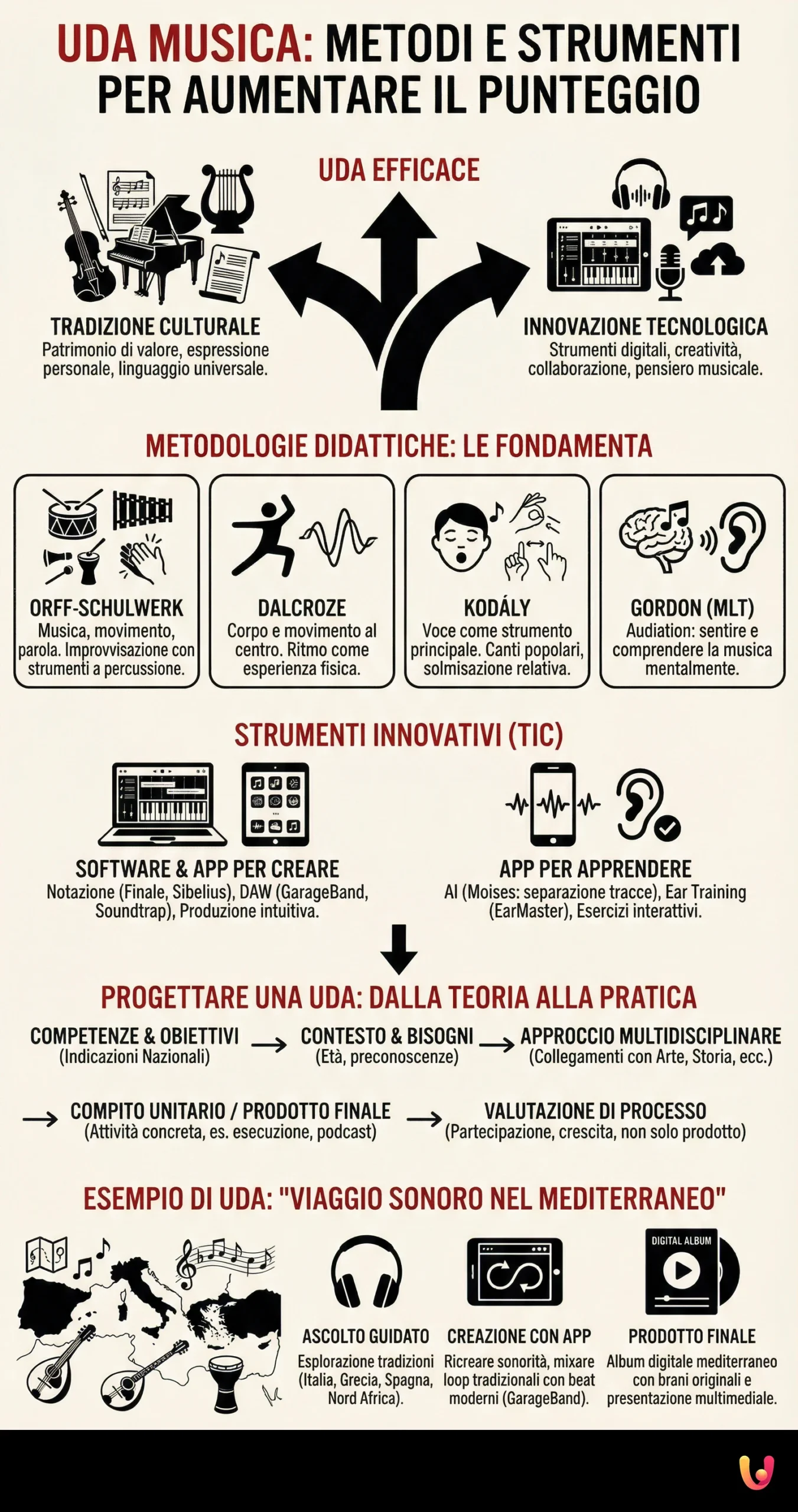 UDA Musica: Metodi e Strumenti per Aumentare il Punteggio - Infografica riassuntiva