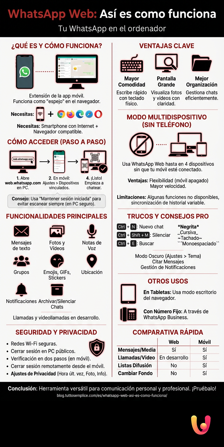 WhatsApp Web: así es como funciona - Infografica riassuntiva