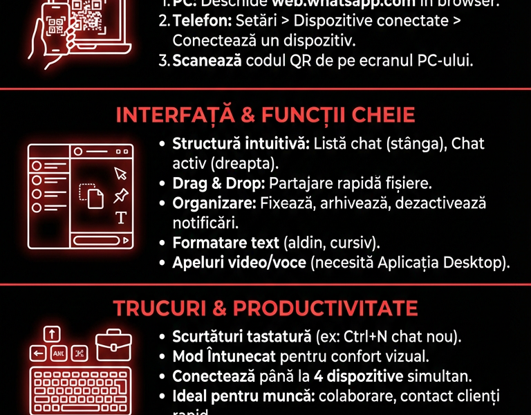 Infografica: WhatsApp Web: Ghid Complet pentru a-l Utiliza la Maximum