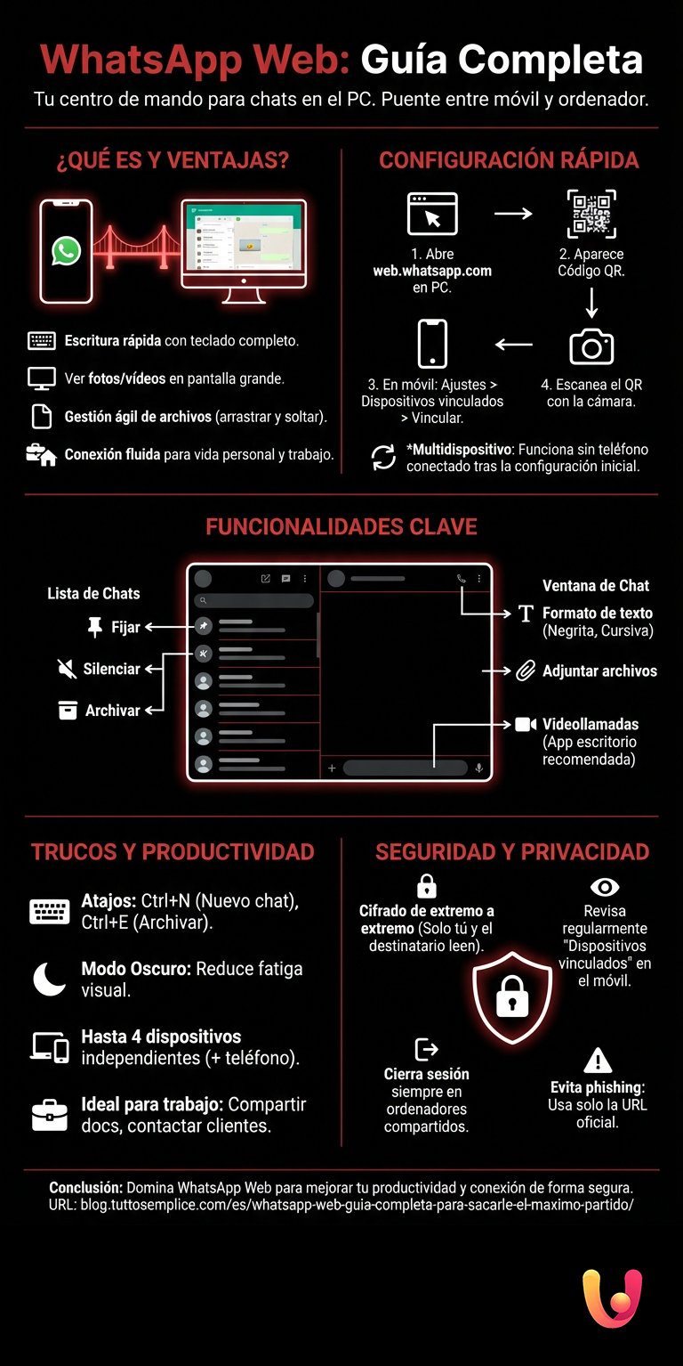 WhatsApp Web: Guía completa para sacarle el máximo partido - Infografica riassuntiva