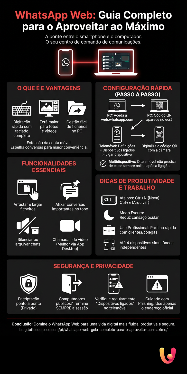 WhatsApp Web: Guia Completo para o Aproveitar ao Máximo - Infografica riassuntiva