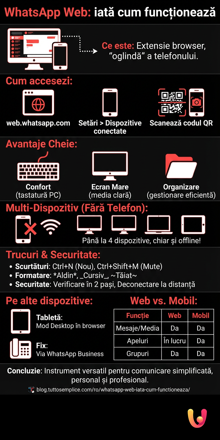 WhatsApp Web: iată cum funcționează - Infografica riassuntiva