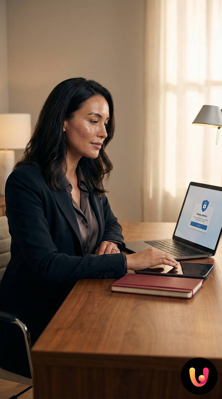 Simbolo di sicurezza digitale sovrapposto a una schermata di chat AI