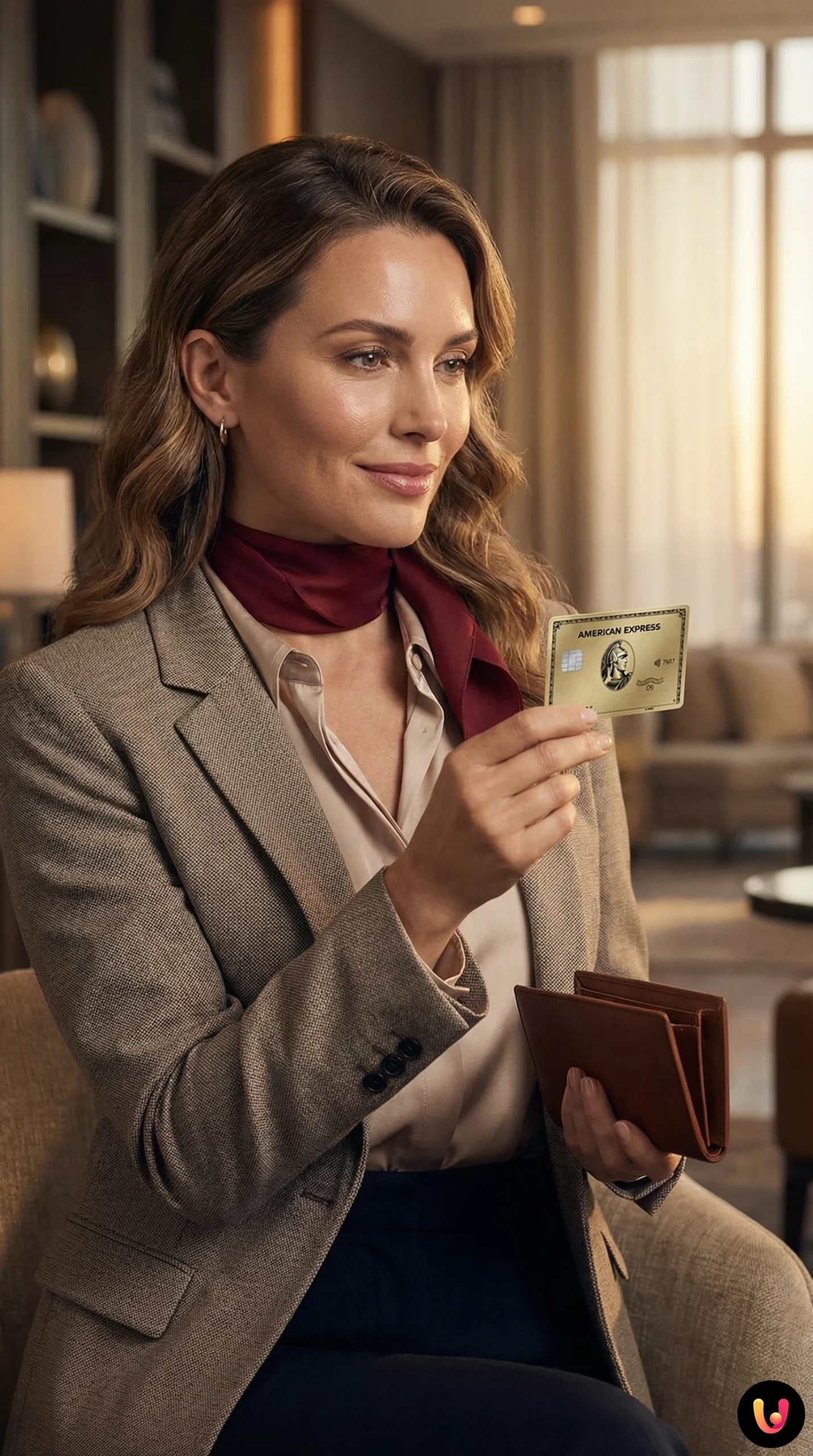 American Express Kreditkarten mit Reisepass und Smartphone auf dem Schreibtisch