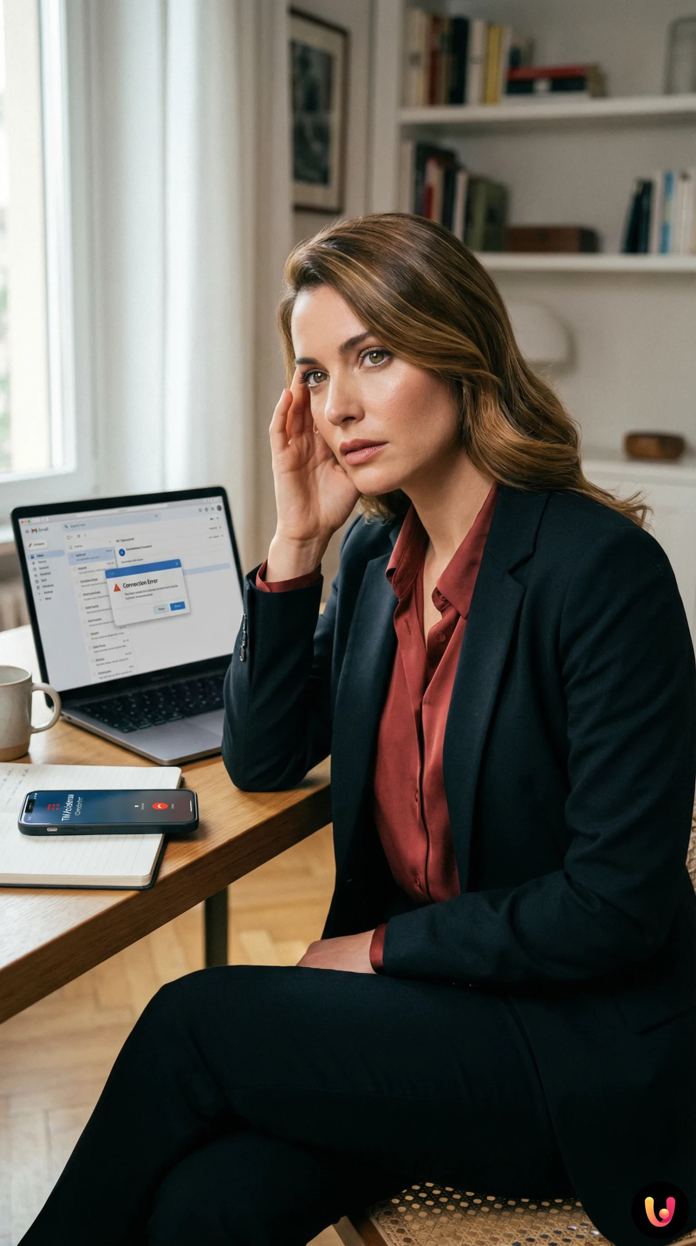 User at computer contacting TIM customer support for Alice Mail problems