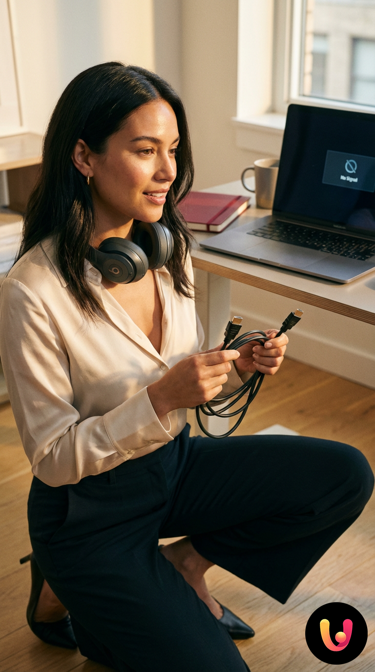 Utente al computer risolve problemi di audio e streaming video