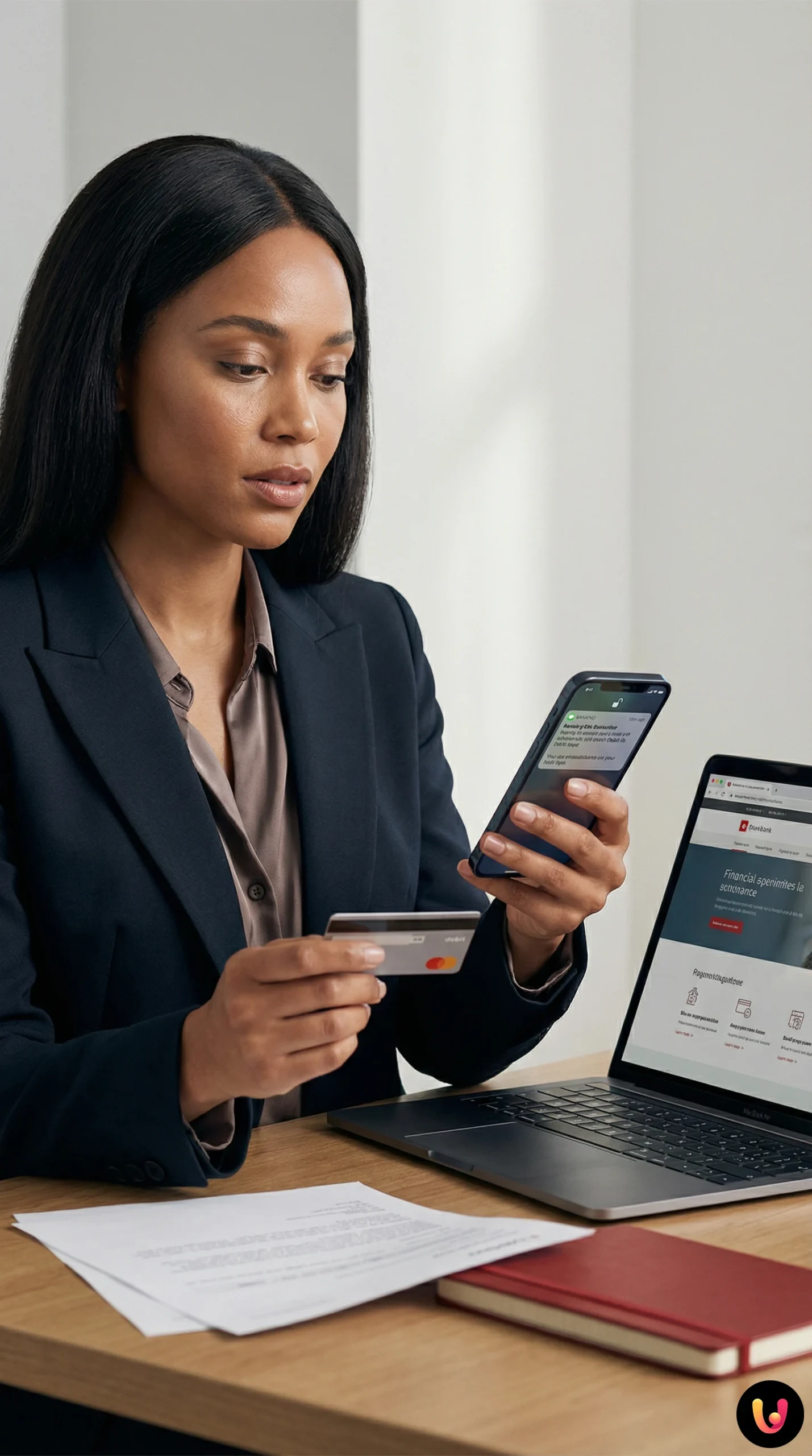 Utente controlla transazioni sospette su smartphone per carta clonata