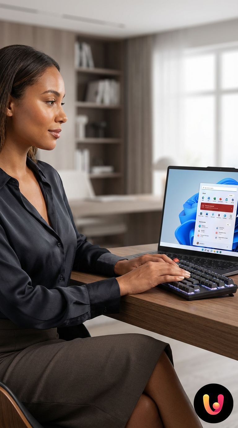 Dettaglio mani su tastiera che attivano il Centro Notifiche Windows