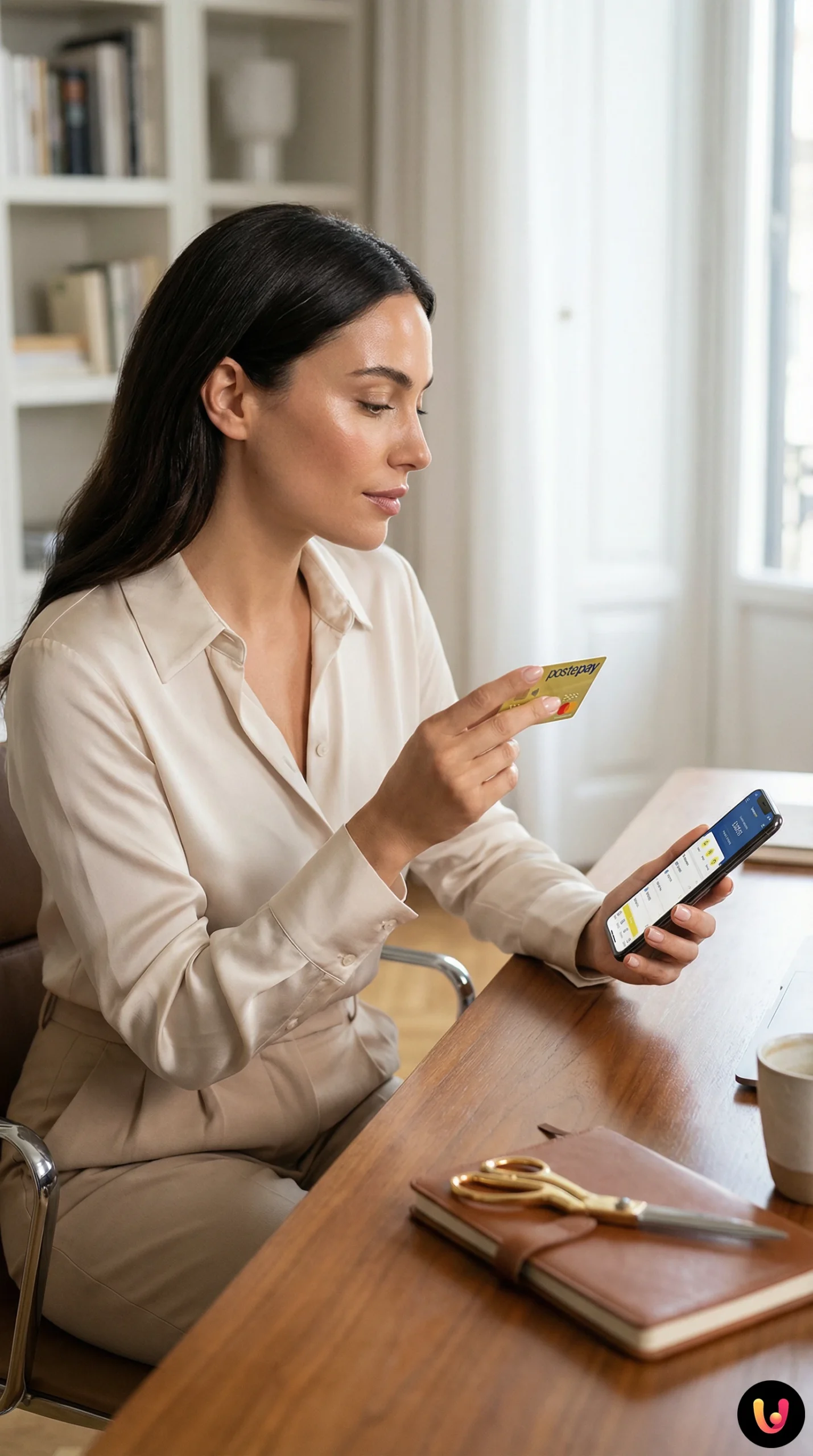 Mani che tagliano una carta di credito gialla simboleggiando la chiusura del conto Postepay