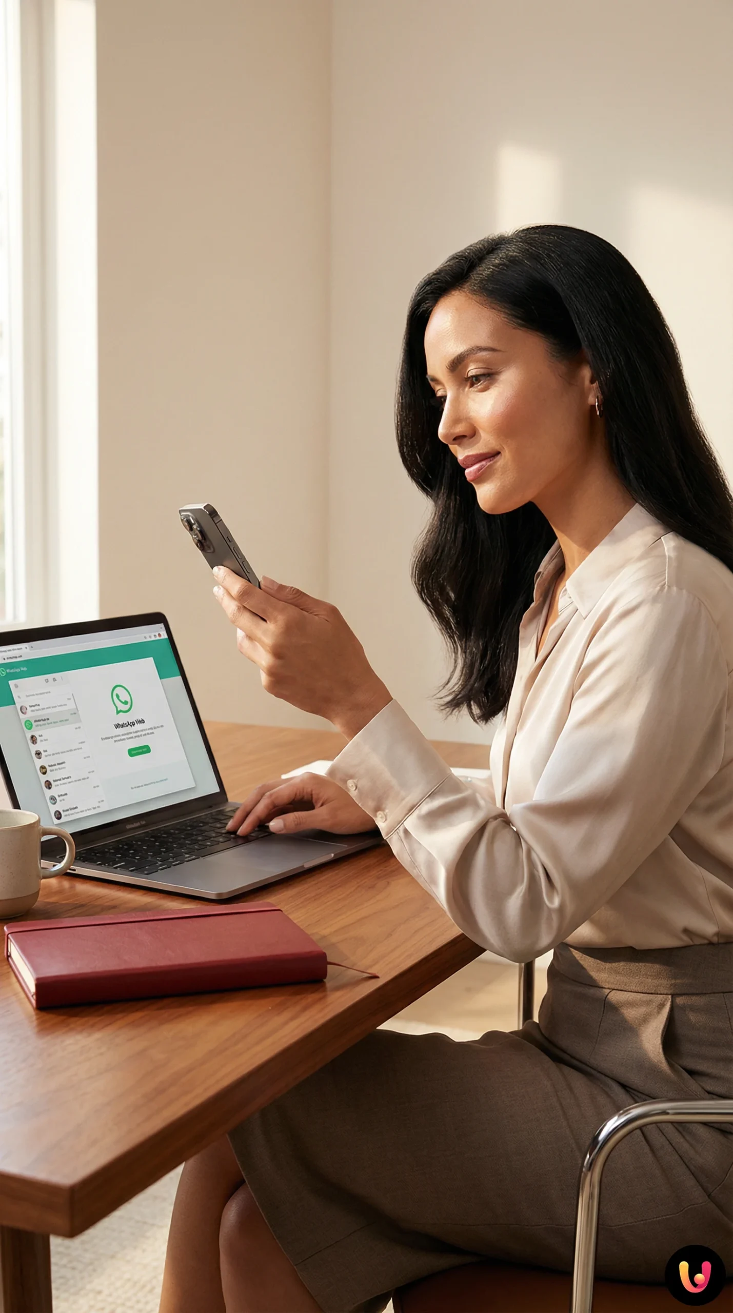 Como Desconectar o WhatsApp Web: Guia Completo Smartphone a mostrar o ecrã para desconectar o WhatsApp Web dos dispositivos ligados