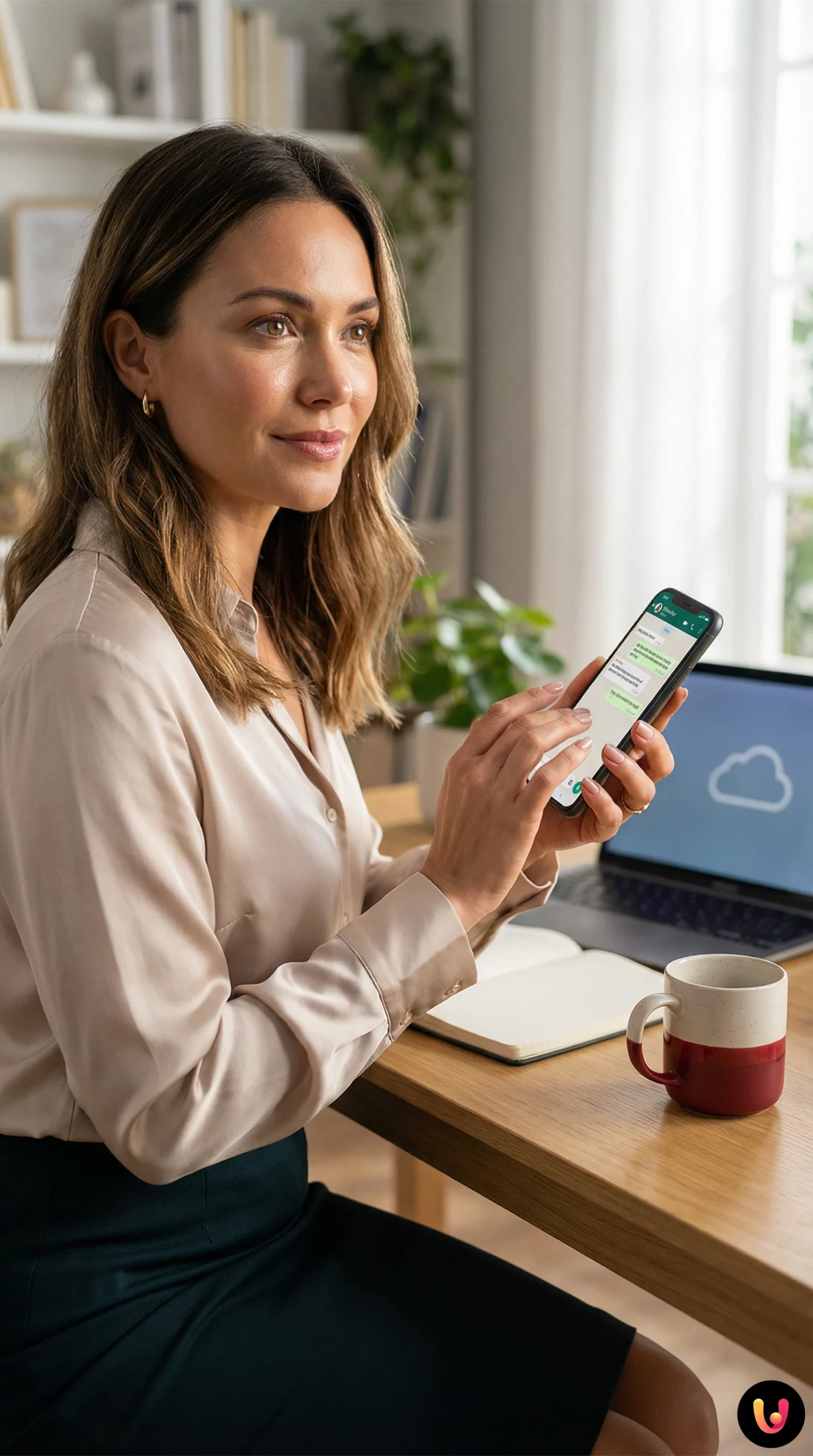 Ecr&atilde; de defini&ccedil;&otilde;es de backup do WhatsApp no smartphone com &iacute;cones de armazenamento na nuvem