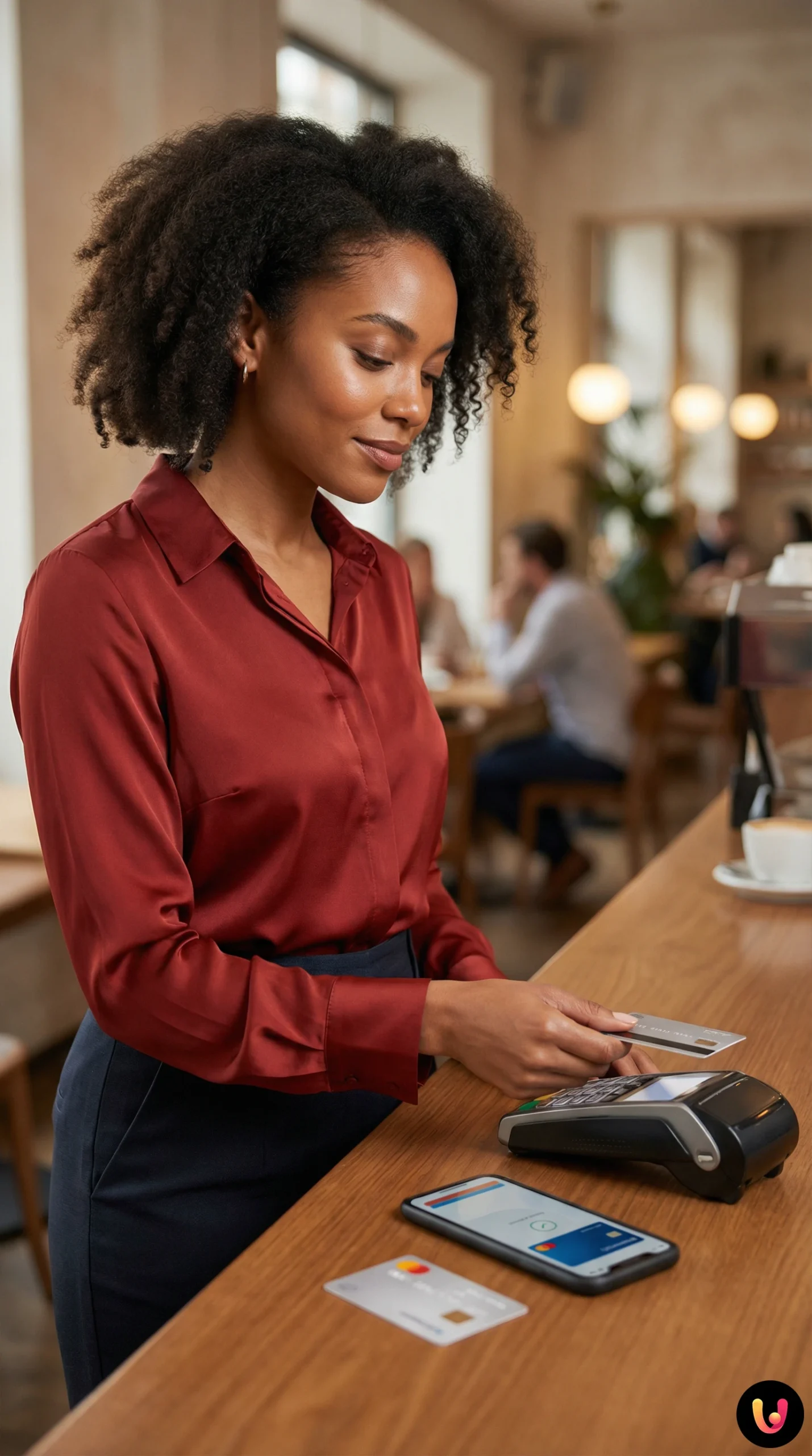 Contactless sau Chip și PIN: Securitate și Diferențe Detaliu al unei plăți electronice cu cardul pe terminalul POS