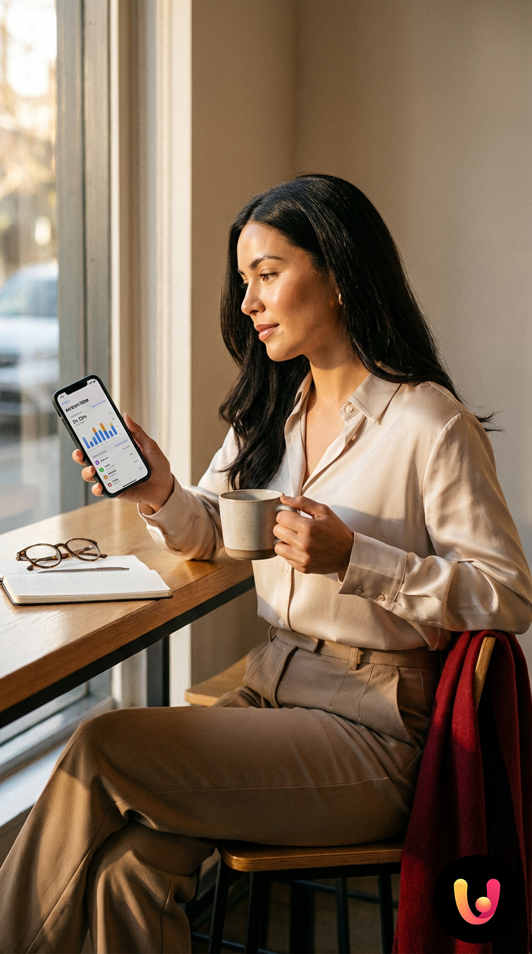 Detox digital: apps para gerir o tempo de ecrã Pessoa a verificar as definições de bem-estar digital no ecrã do smartphone