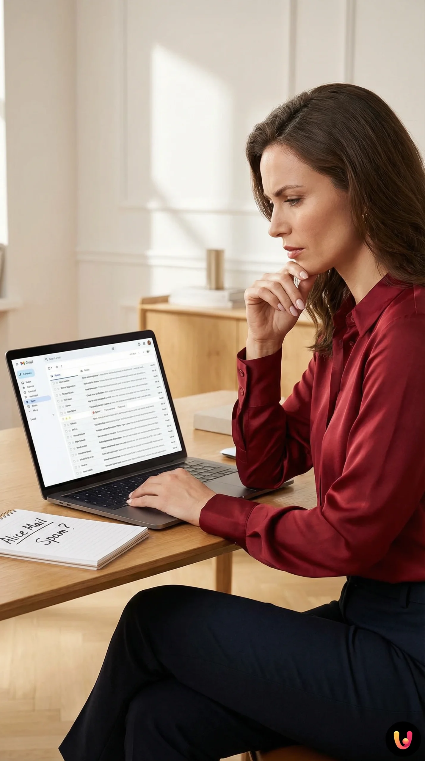 Schermata PC mostra una casella di posta con email Alice finita nello spam