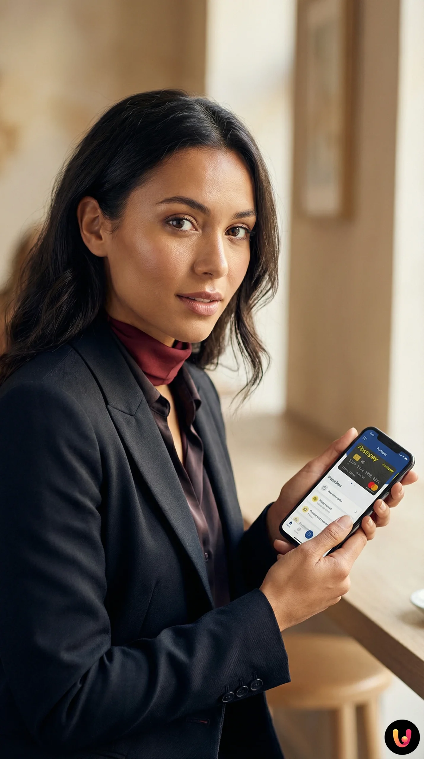 Utente controlla i limiti di spesa su app Postepay da smartphone