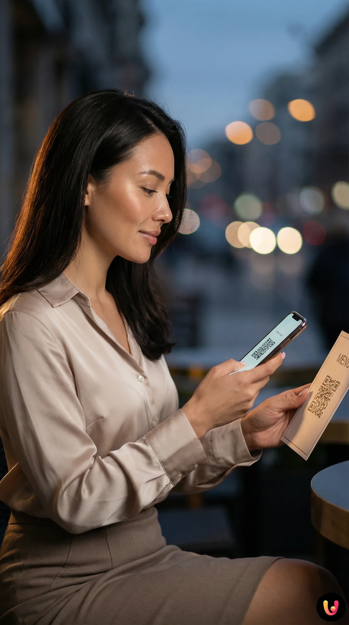 Smartphone inquadra un QR code per effettuare un pagamento digitale.