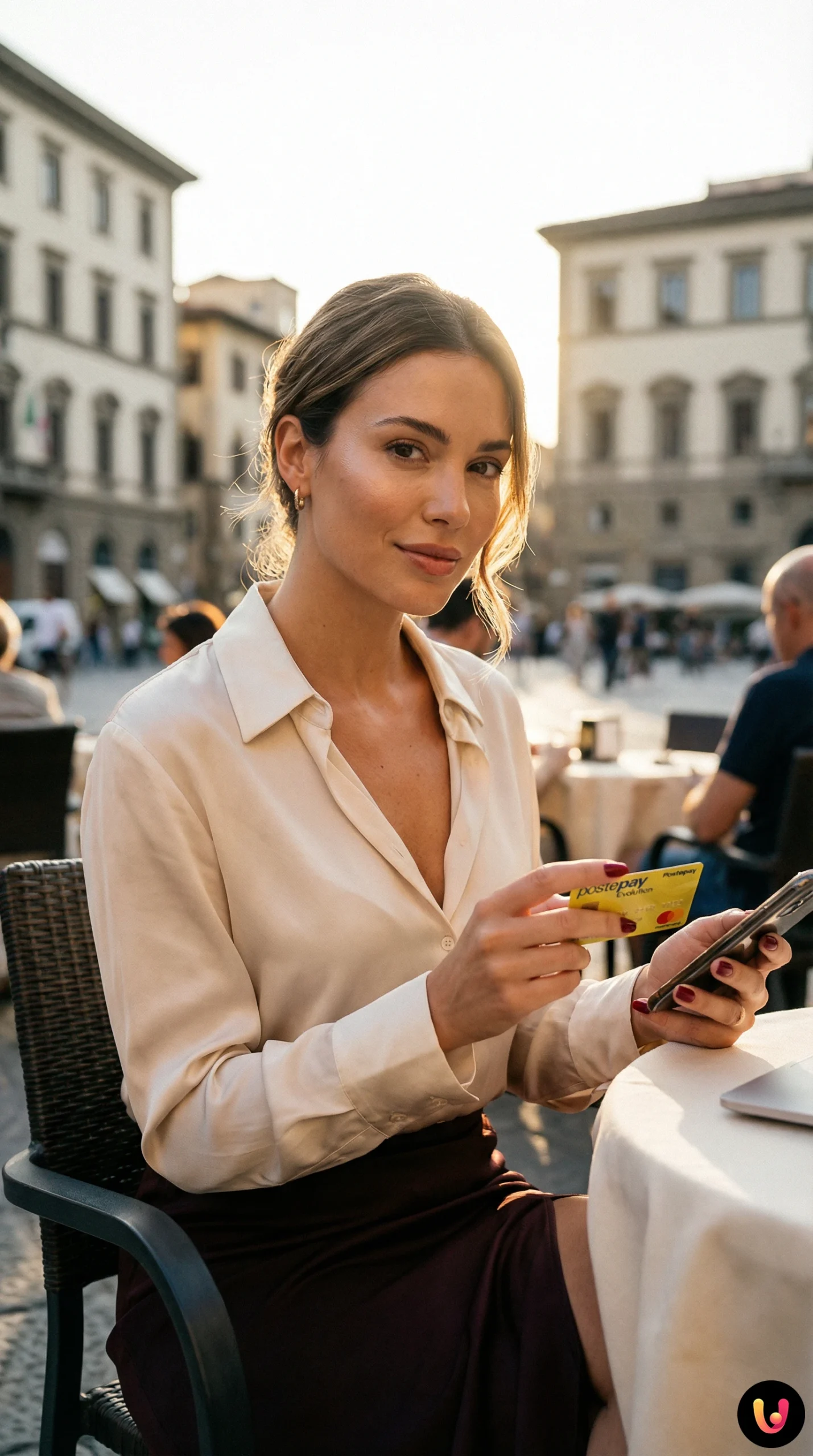 Viaggiatore utilizza una carta Postepay Evolution per un pagamento all'estero.