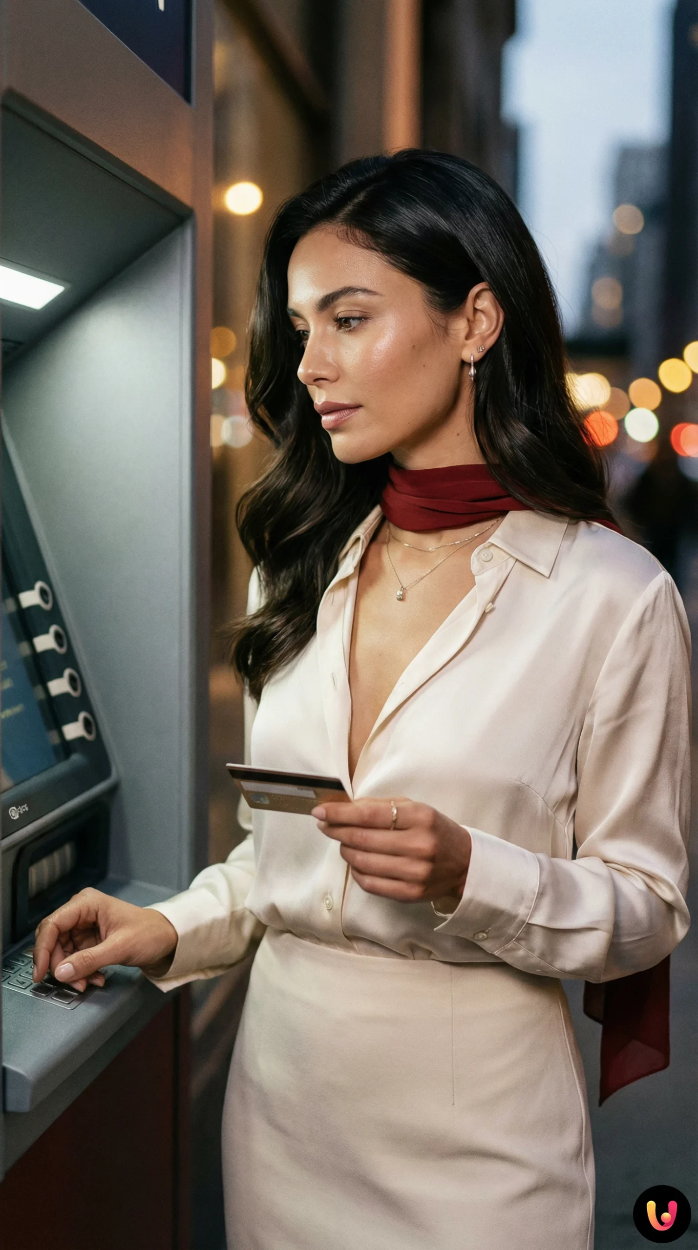 Mano introduciendo tarjeta de cr&eacute;dito en cajero autom&aacute;tico para retirada de efectivo