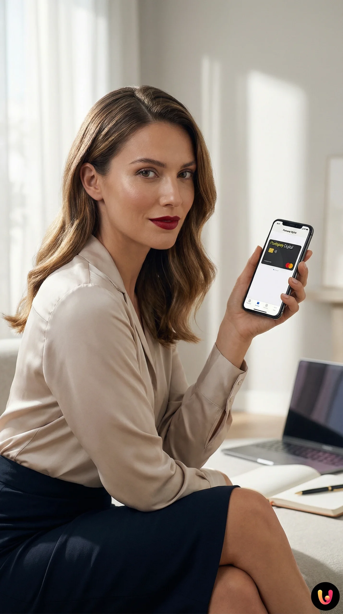 Smartphone con app per il rinnovo della Postepay Digital e icone di sicurezza