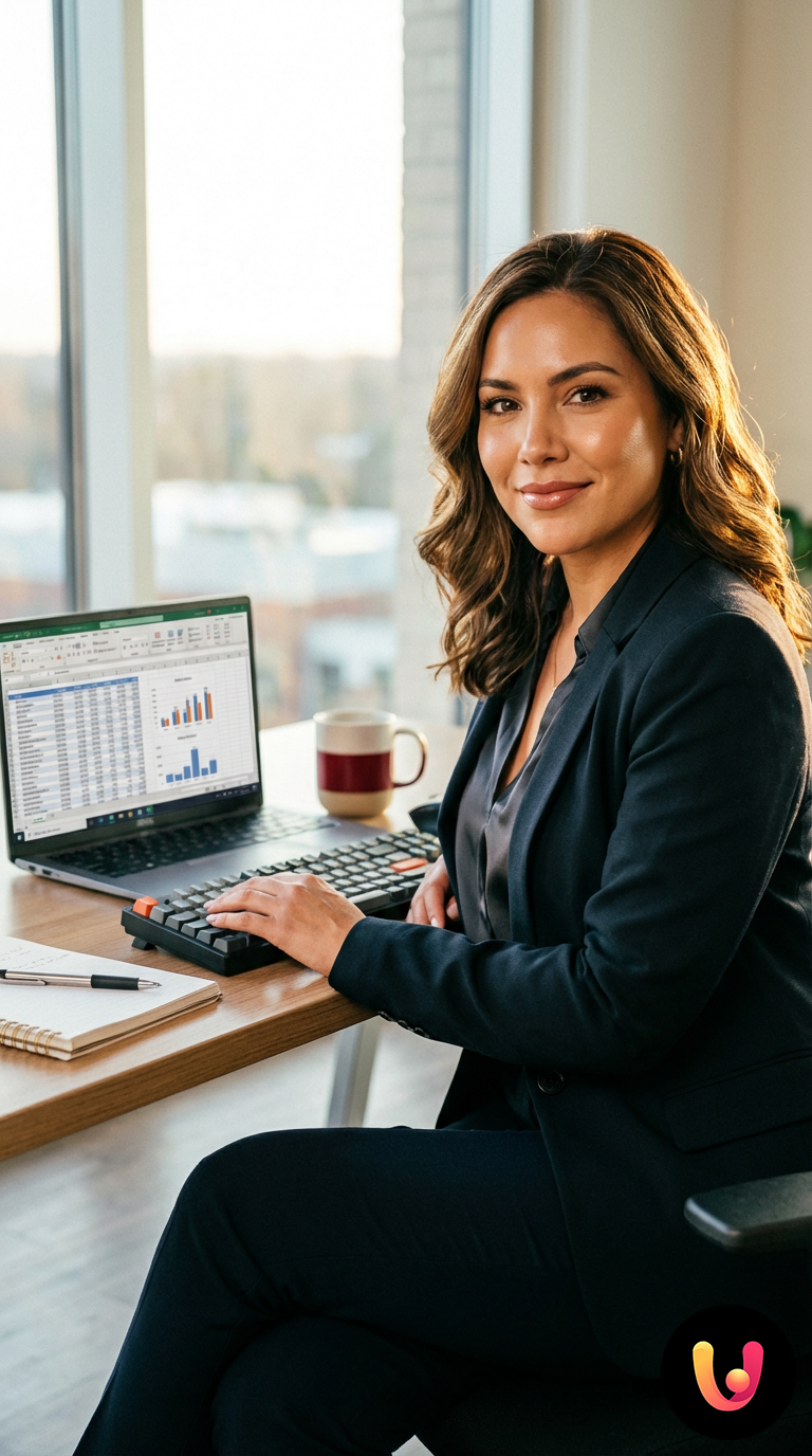 Professionista al computer lavora su un foglio di calcolo Excel per l'analisi dei dati