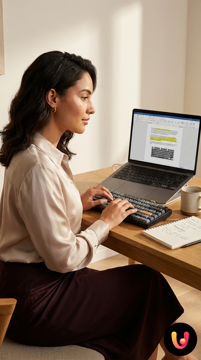 Dettaglio di mani che digitano combinazioni di tasti su una tastiera Windows.