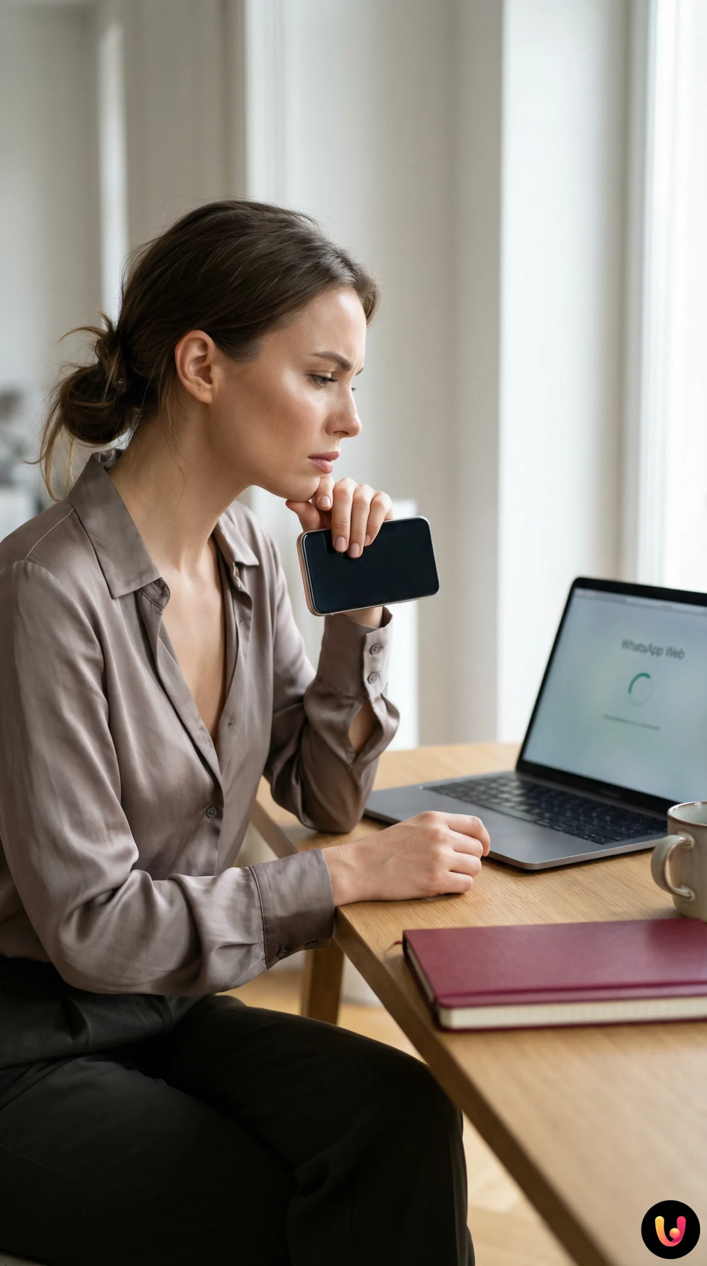 Schermata del computer con WhatsApp Web bloccato in fase di caricamento