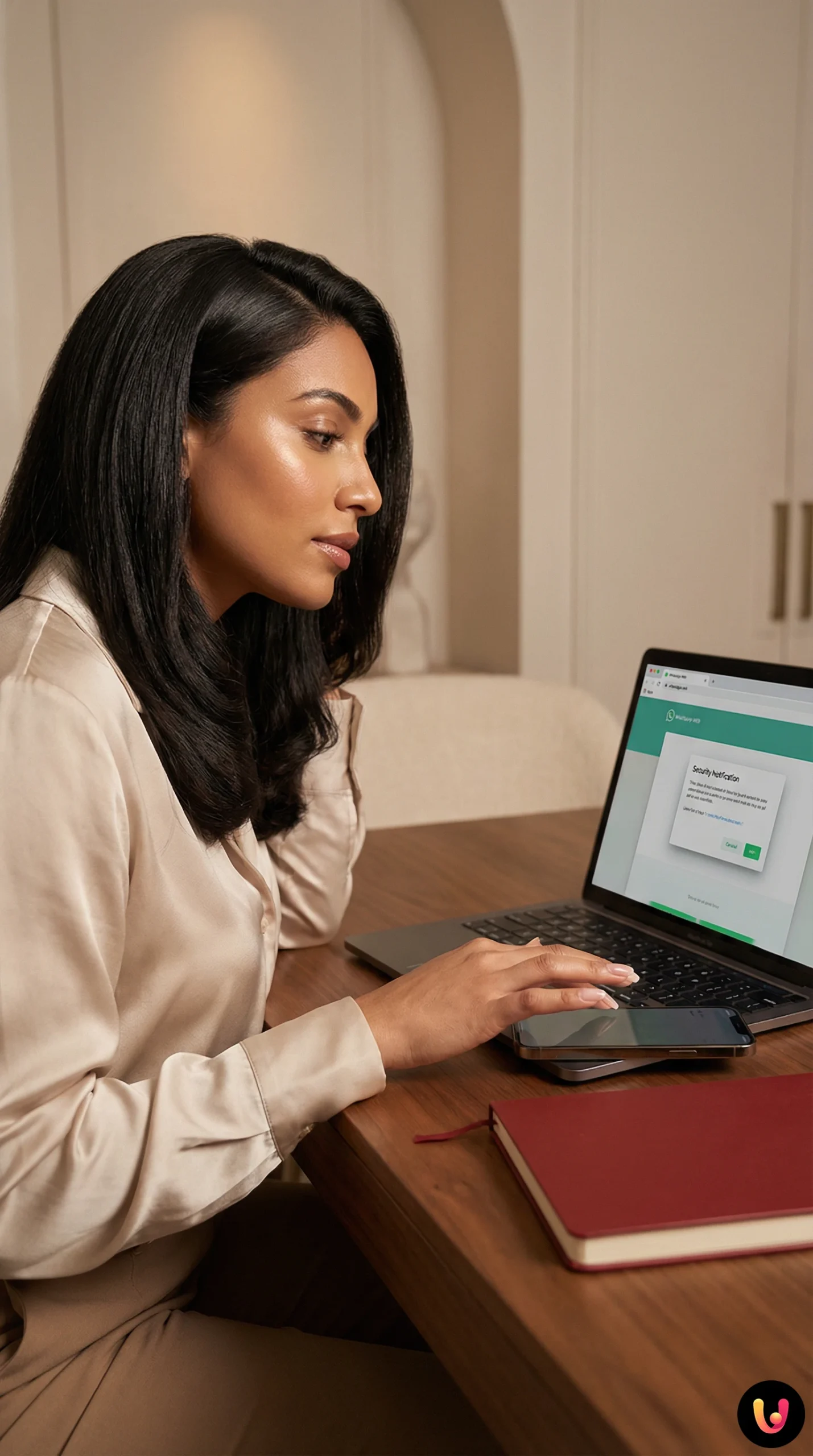 Pessoa ao computador protege as conversas do WhatsApp Web com cadeado digital