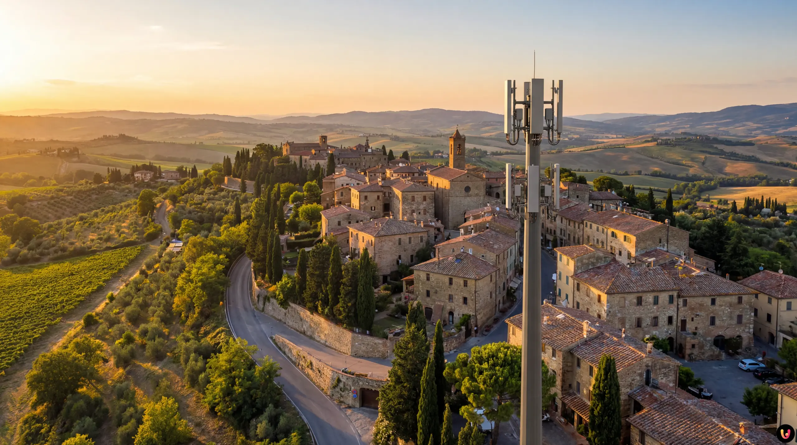 Loghi TIM e Fastweb Vodafone connessi da rete 5G su mappa Italia