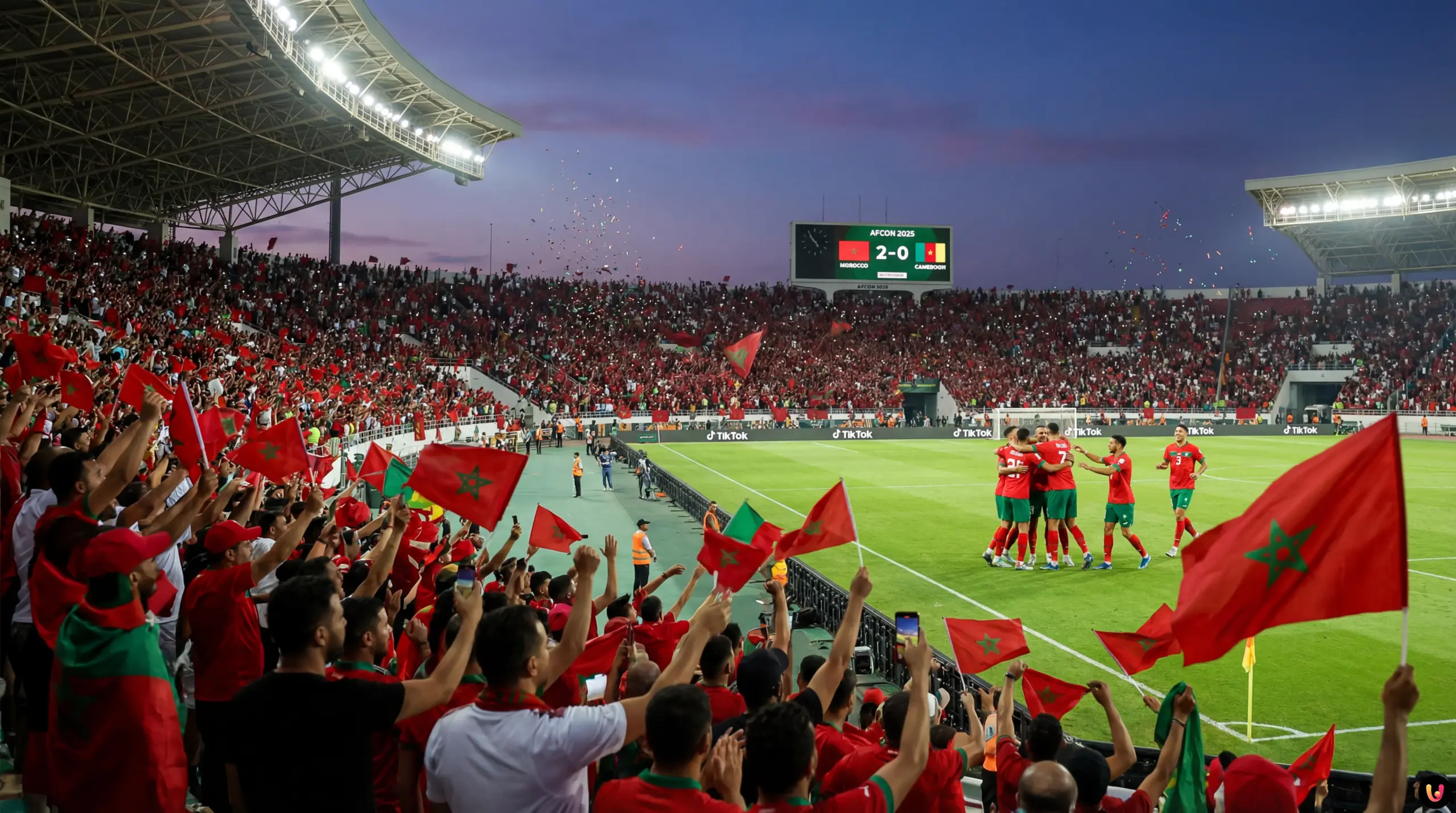 Esultanza Brahim D&iacute;az Marocco dopo gol contro Camerun Afcon 2025