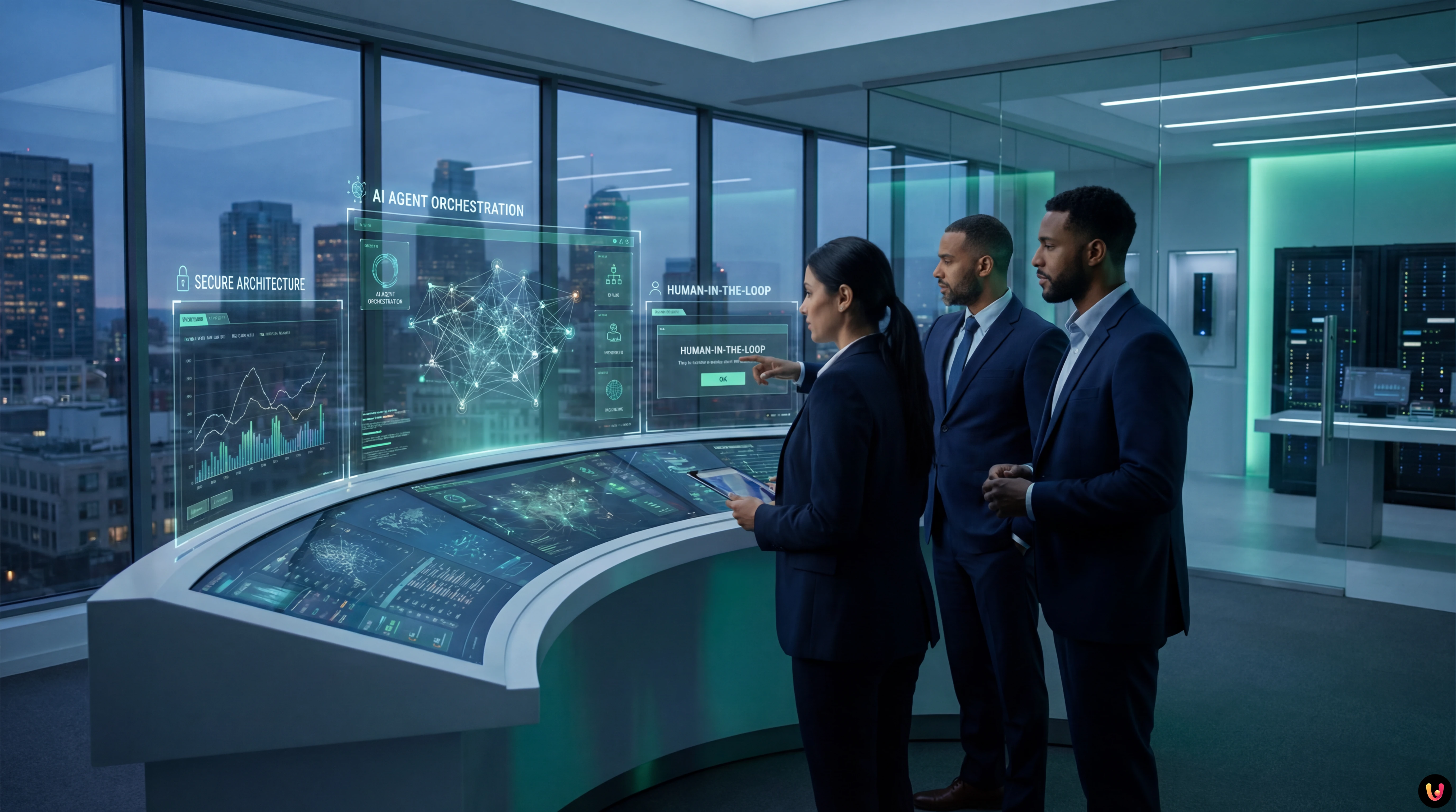 Architettura Sicura per Agenti AI Finanziari Rete neurale stilizzata connessa a simboli di sicurezza bancaria e dati finanziari