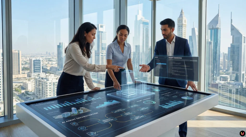 Rețea digitală de agenți AI care colaborează pentru a gestiona o tranzacție imobiliară complexă