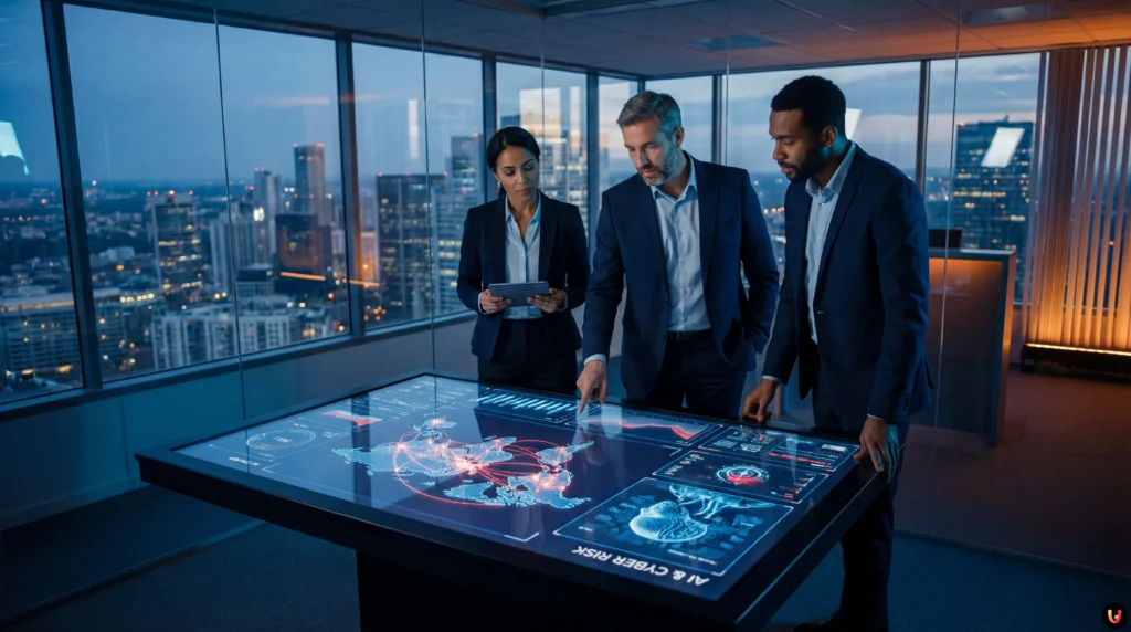 Allianz Risk Barometer 2026: Cyber e AI Dominano i Rischi Globali Concept grafico sicurezza informatica e AI per Allianz Risk Barometer
