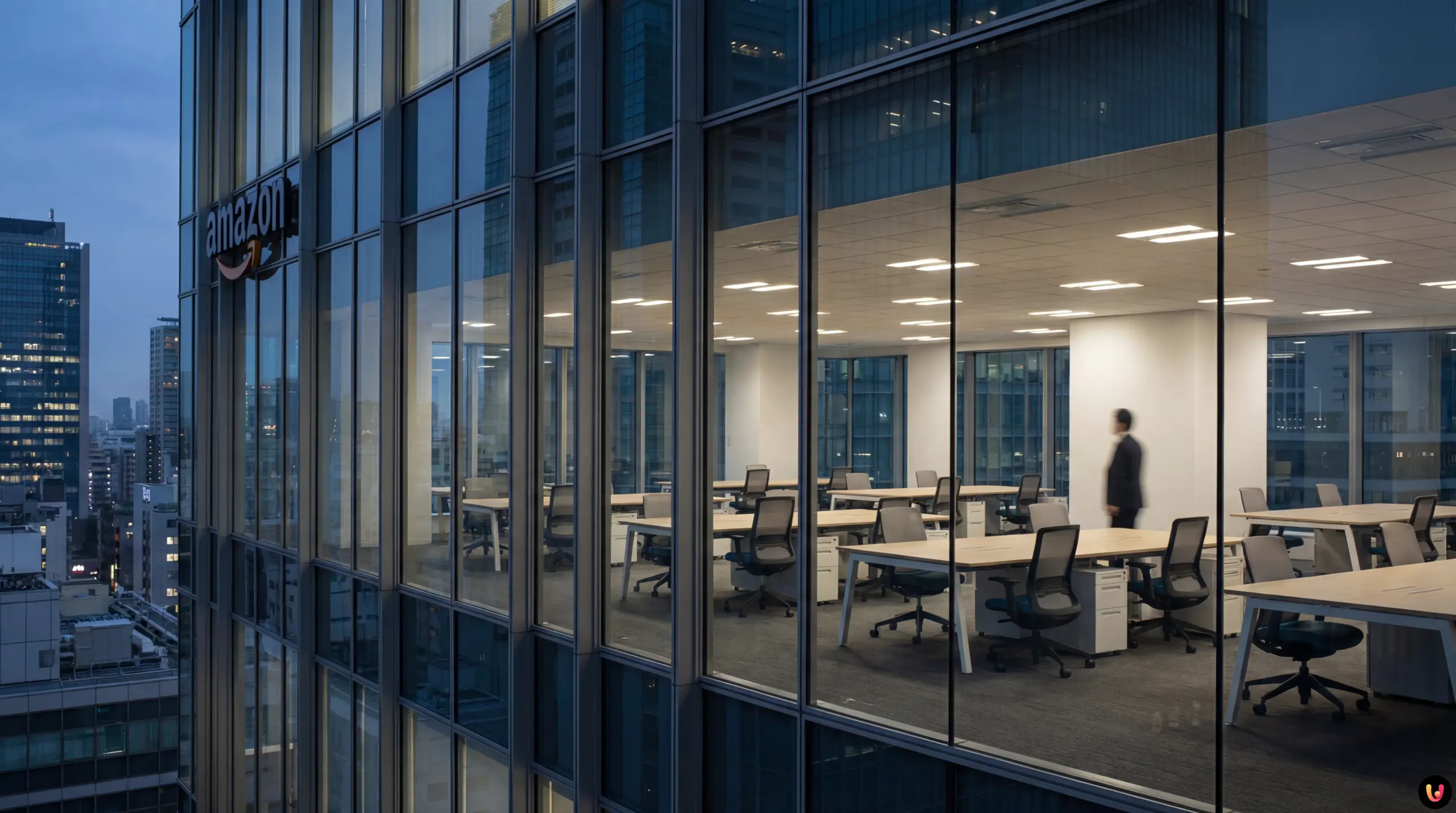 Amazon Corporate Layoffs: Historic Job Cuts Analysis Amazon logo on a corporate office building facade during workforce restructuring