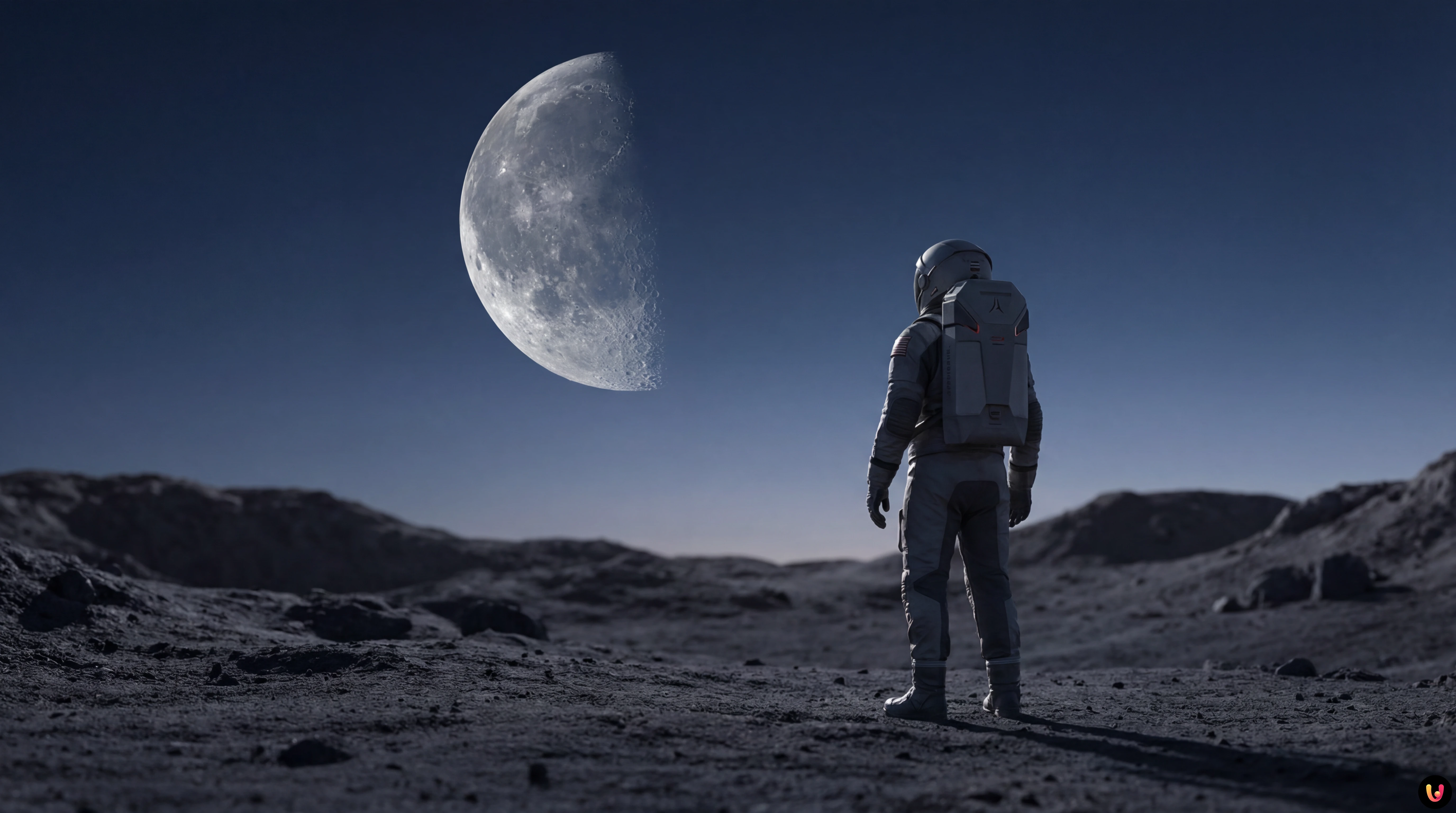 Fus&eacute;e SLS du programme Artemis de la NASA avec la Lune en arri&egrave;re-plan