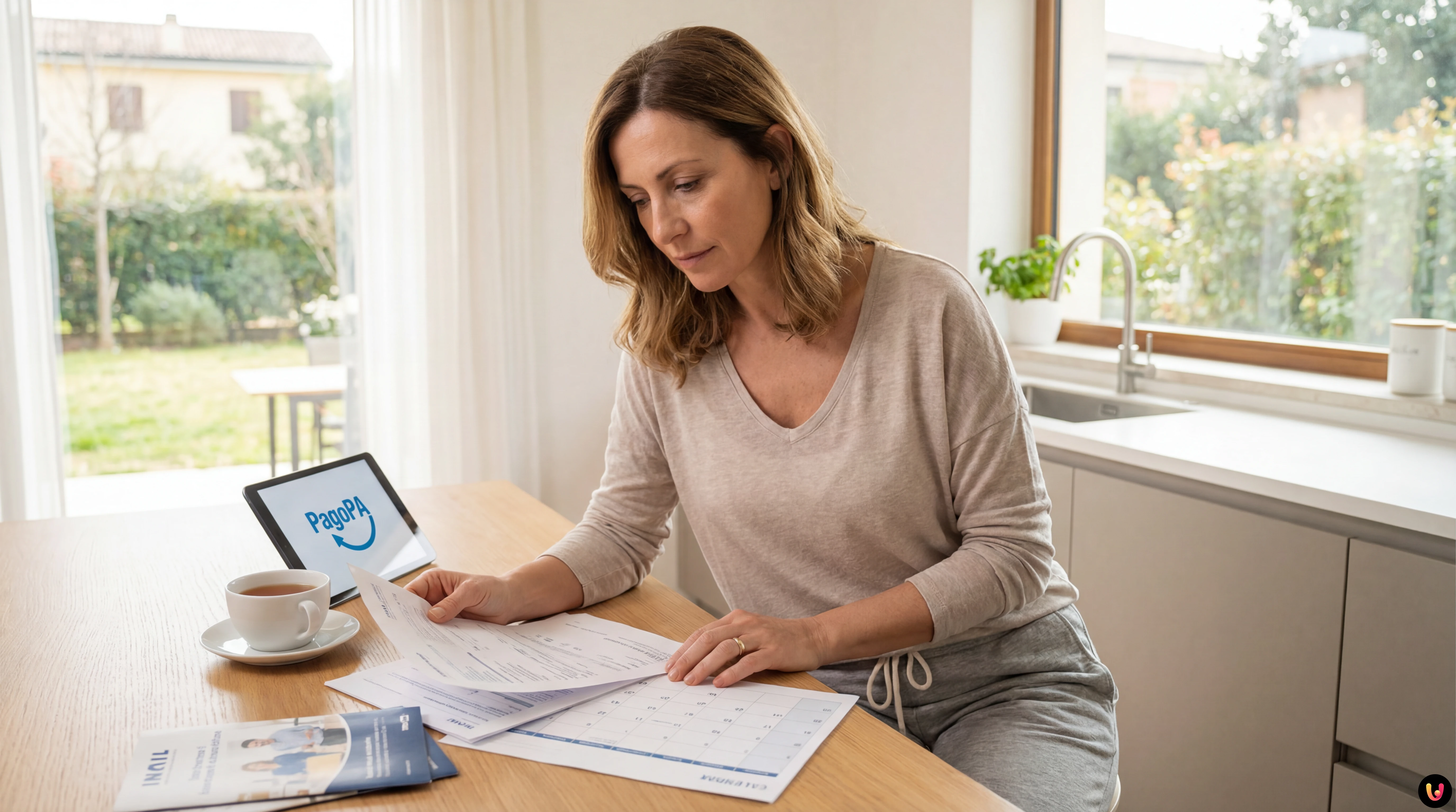 Assicurazione infortuni domestici Inail 2026 e costi Donna che gestisce la documentazione per assicurazione infortuni domestici Inail 2026