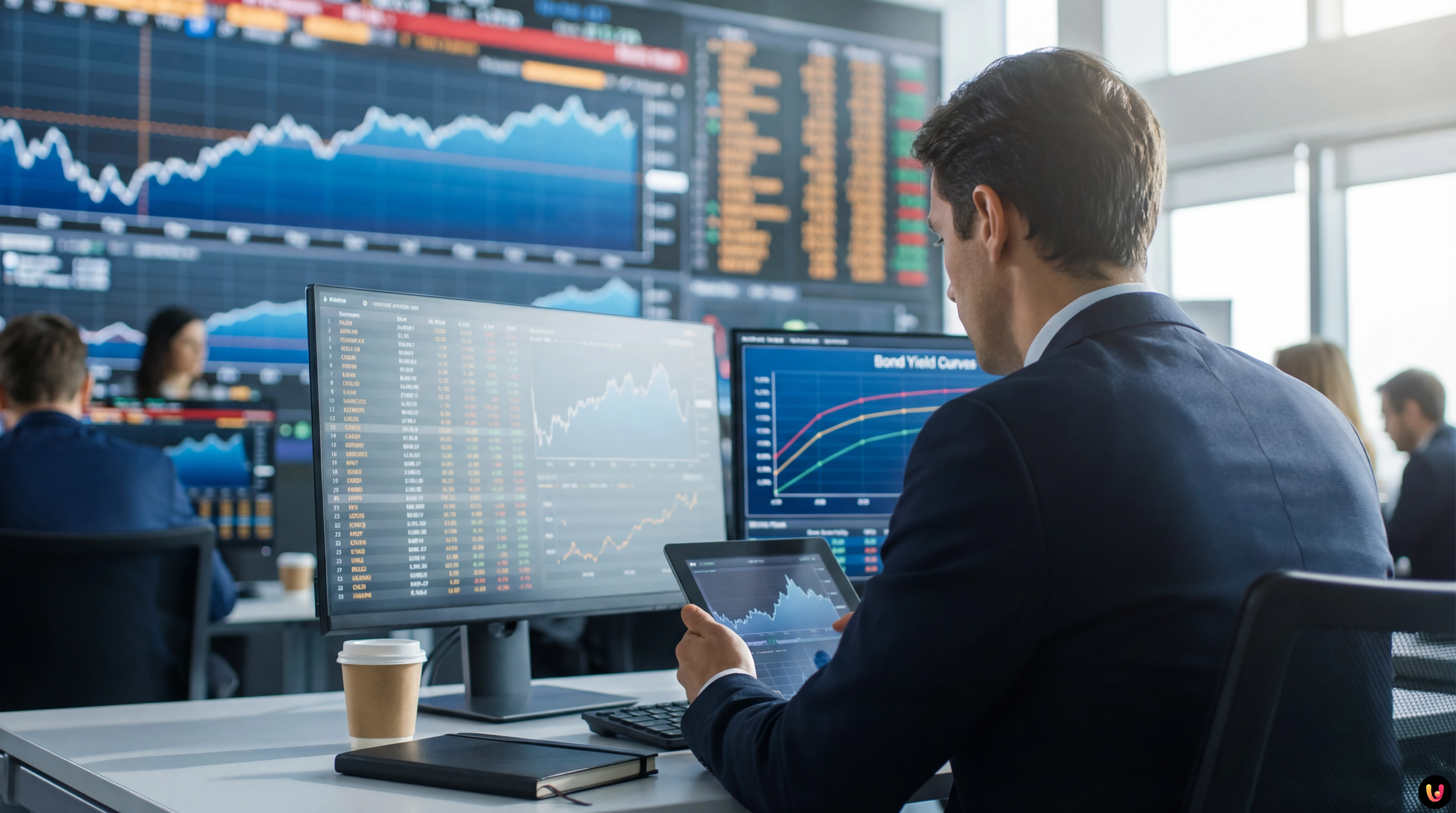 Grafico finanziario e simboli dell'economia italiana per l'asta BTP