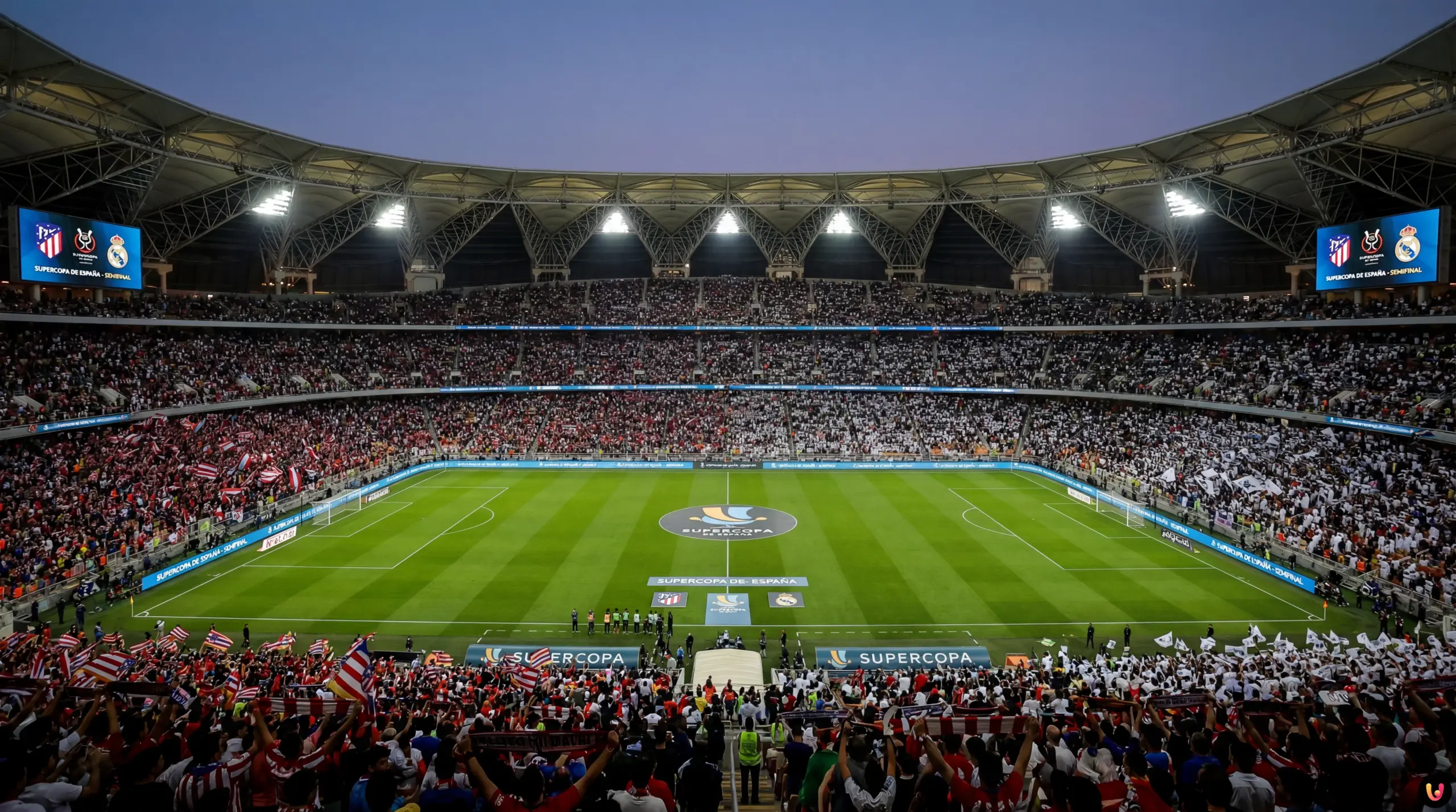 Giocatori di Atletico e Real Madrid a confronto per la Supercoppa di Spagna a Jeddah