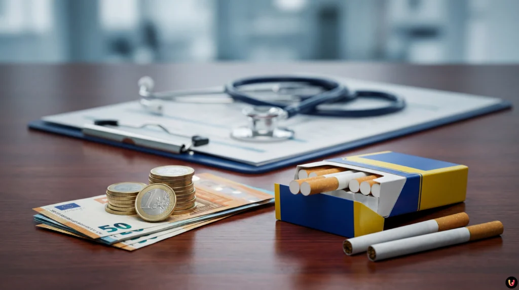 Aumento Sigarette 27 Gennaio: Nuovi Prezzi Camel e Petizione Oncologi Pacchetti di sigarette Camel e monete euro che indicano il rincaro prezzi del 27 gennaio